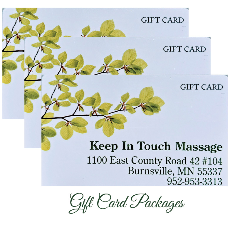 Gift Cards: 3 -Three Pack 60 Minute Massage Gift Cards & $25 Coupon