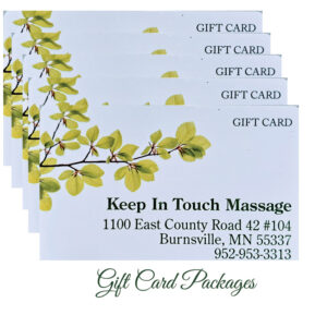 Gift Cards: 5 - Five Pack of 60 Minute Massage Gift Cards & $45 Coupon